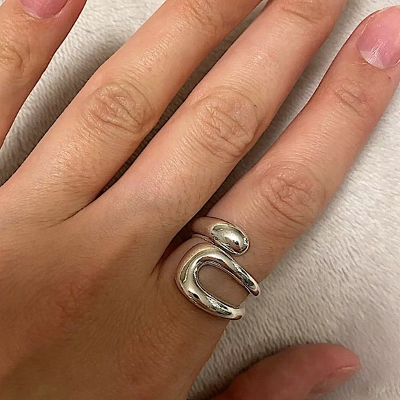 Sterling Silver Geometric Two Piece Ring Set - Picture 10 of 12